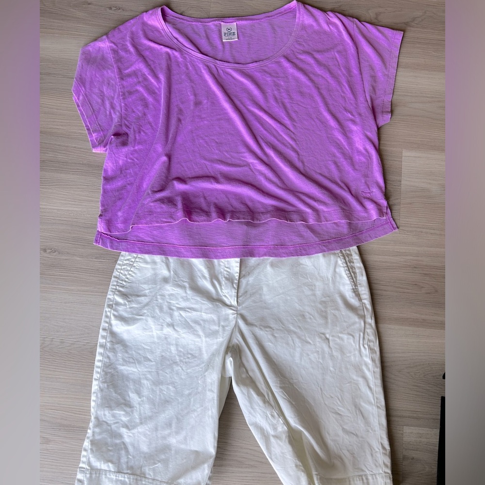 PINK Victoria’s Secret Y2K Purple Oversized Boyfriend Tee S Casual Lounge Crop